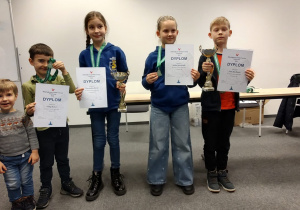 Kornelia, Julia i Janek na turnieju w Łodzi.