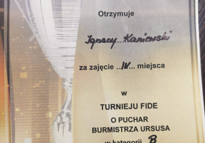Dyplom za IV miejsce w turnieju.