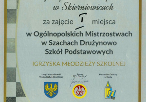 Dyplom za I miejsce