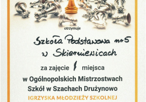 Dyplom za I miejsce.